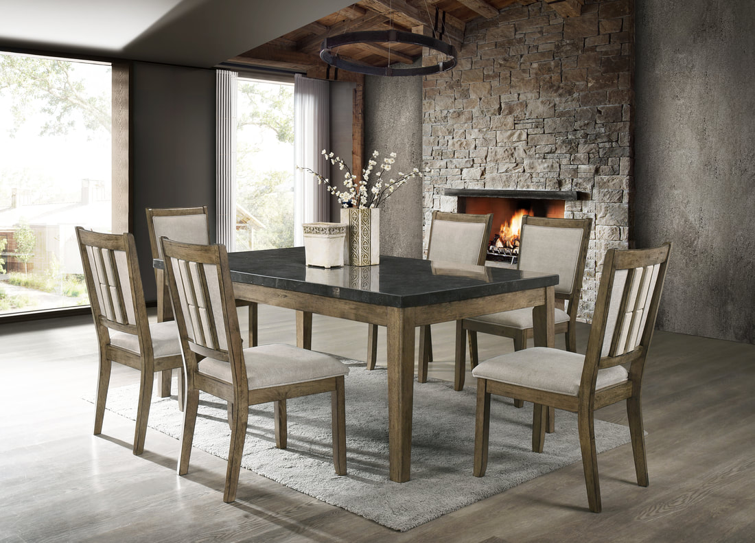 Melstone - (GENUINE MARBLE) Table & 6-Chairs Image